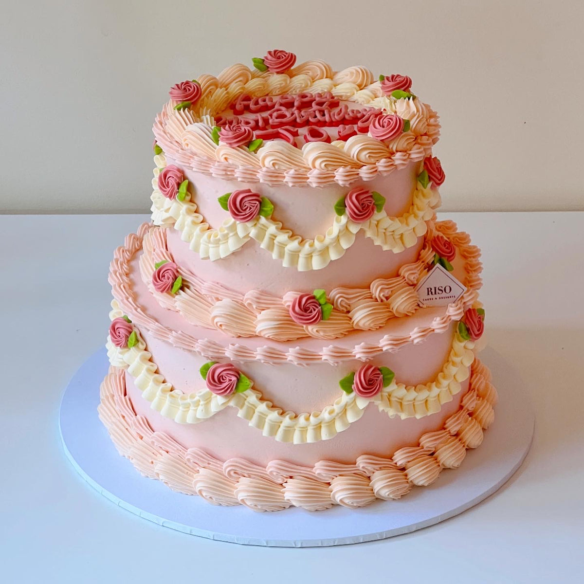 Vintage Rose 2 tier Cake – Riso Cake