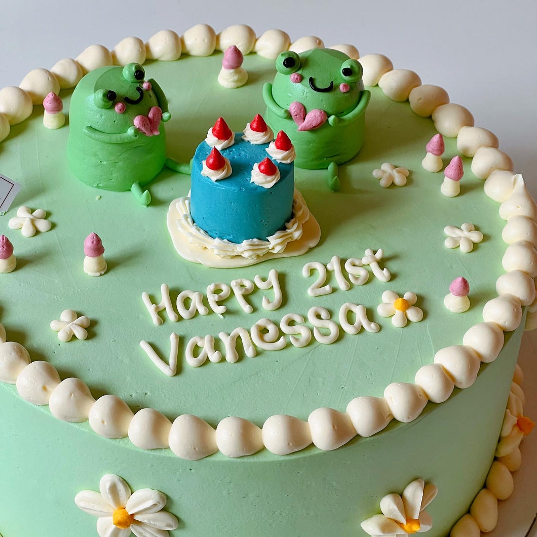 Frog Birthday Picnic Cake
